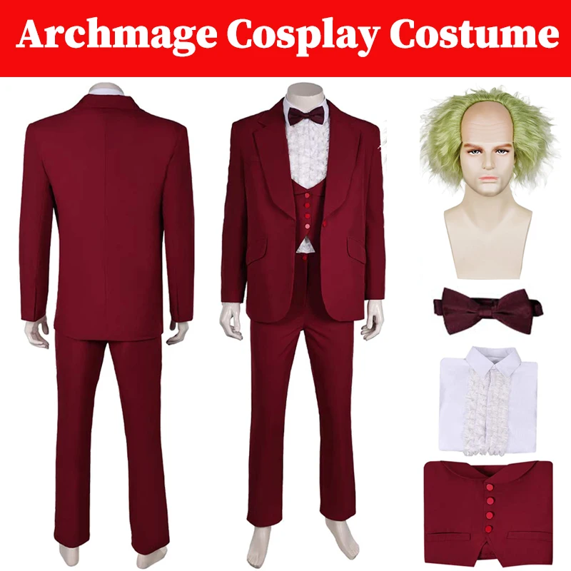 Мужской красный костюм для косплея Archmage из фильма насекомые с жидкостью парик