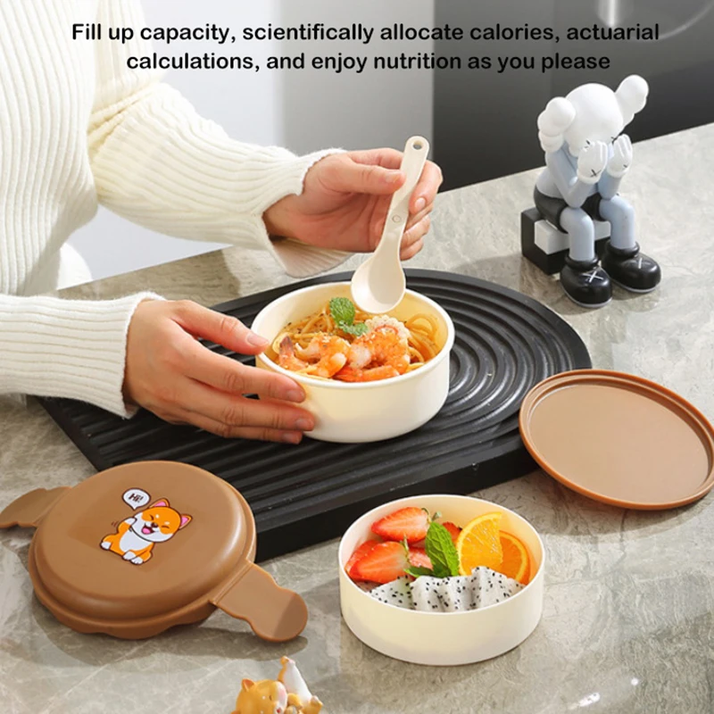 Бытовая коробка для завтрака с милыми животными двухслойная круглая