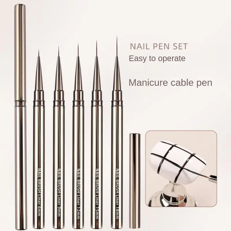 

6-18mm Nail Enhancement Pen Set Nail Liner Painting Brush Set Ultra-fine Wire Drawing Pens Pull Wire Phototherapy Line Nail Tool