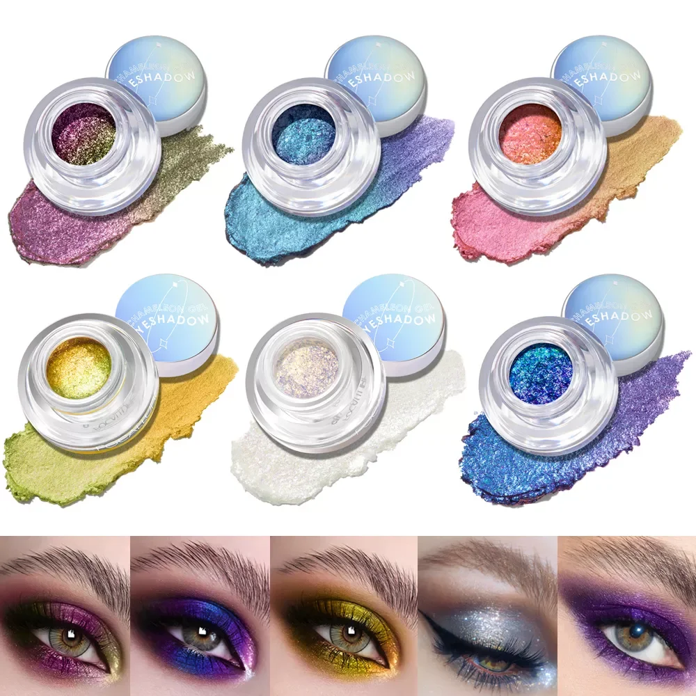 

NEW2023 12 Colors Chameleon Eyeshadow Diamond Glitter Pigments Chrome Mono Eye Shadow Long Lasting Shimmer Highlighter Makeup Co