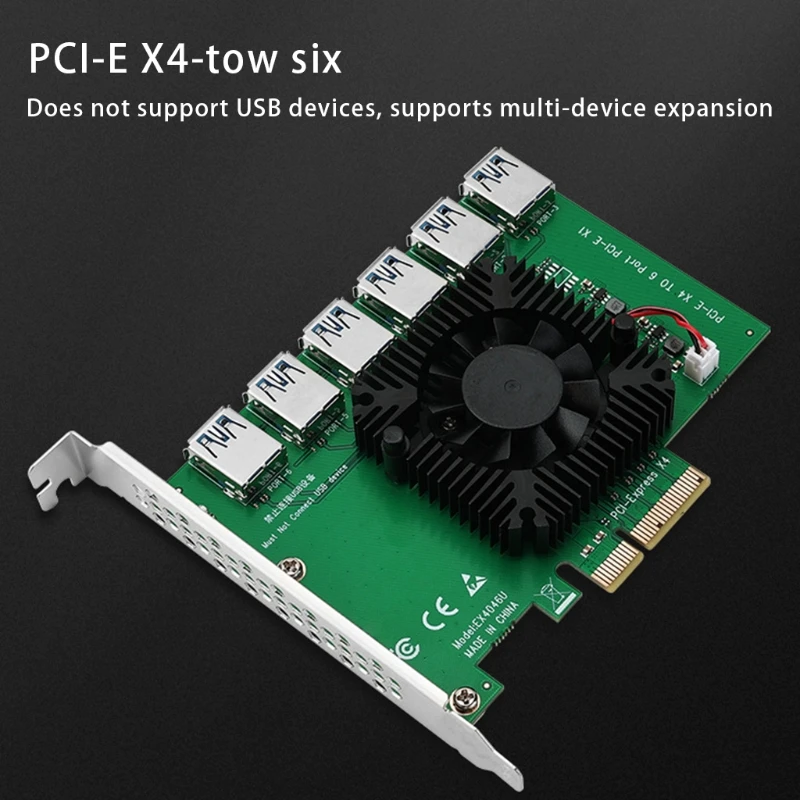

Stable 6-port Expansion Card PCIE X4 for BTC Miner Mining PCI for EXPRESS X4 1 to 6 Riser Card Adapter Gold-plated Desig