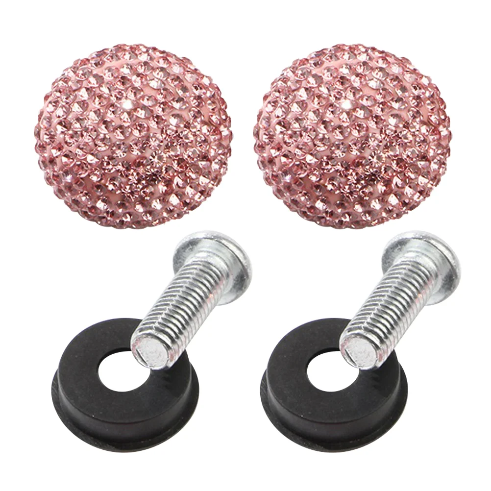 

License Plate Screws Fastener with Bling Rhinestone Caps Anti for Locking Car ( )