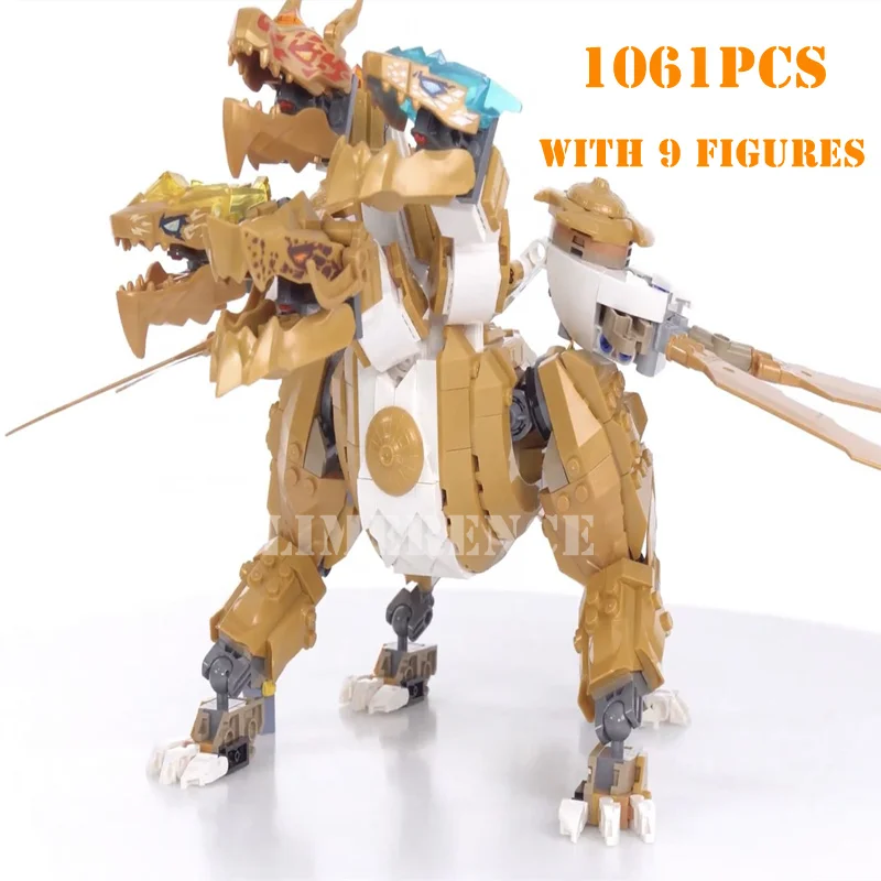 

1061pcs MOC Lloyd's Golden Ultra Dragon Building Blocks Titan Mech 71774 71775 Bricks Model Toys for Children Birthday Gifts