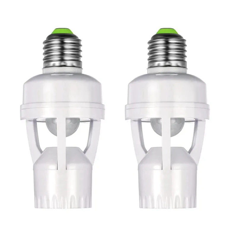 

2 Piece E27 Lamp Holder Adapter With PIR Motion Sensor AC100-240V Human Presence Detector