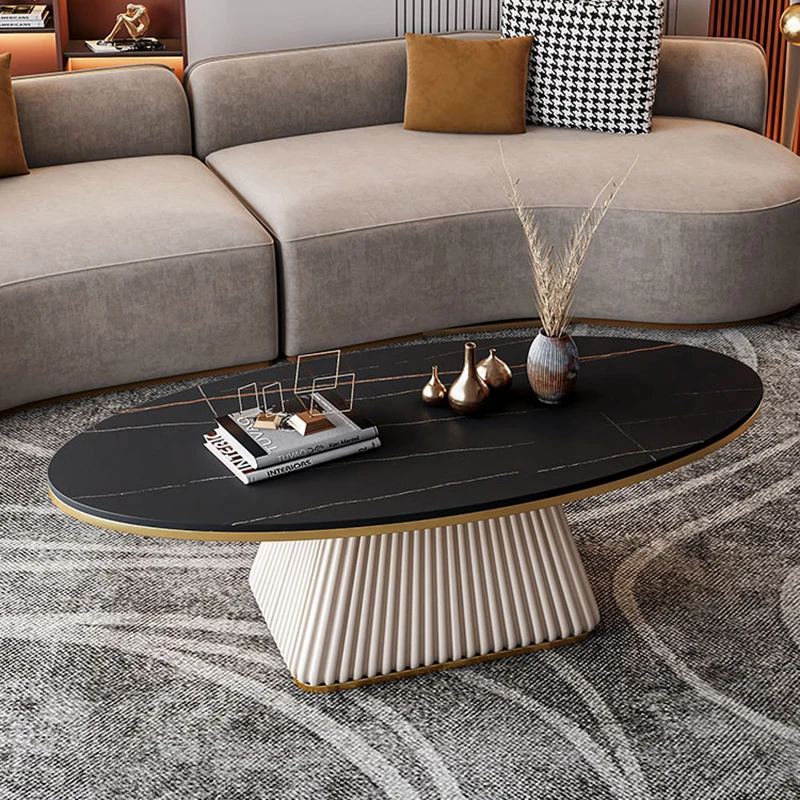 

Luxury Designer Coffee Table Metal Nordic Modern Aesthetic Side Table Oval Storage Stolik Kawowy Accessories For Living Room