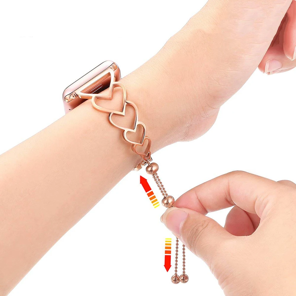 Metal Strap For Apple watch band 49mm 45mm 44mm 42mm 41mm 40mm Heart Bracelet Wristband Correa For iWatch Ultra 8 7 6 5 4 3 SE