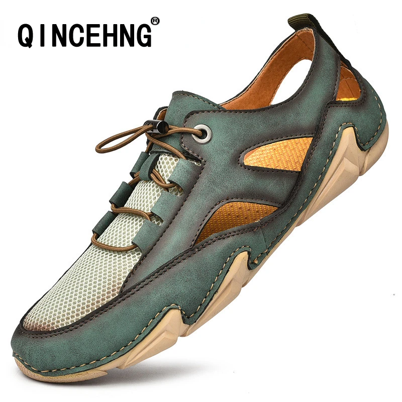 

Men's Sandals Leather Casual Shoes Men's Summer Beach Sandals Fashion Outdoor Breathable Men's Slippers Plus Size 38-47