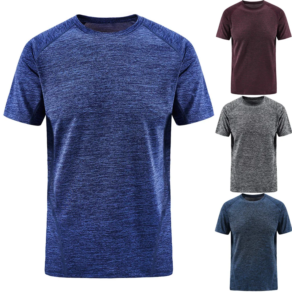 

Мужская Летняя Повседневная футболка с круглым вырезом, Спортивная быстросохнущая дышащая полосатая Классическая рубашка для фитнеса, муж...