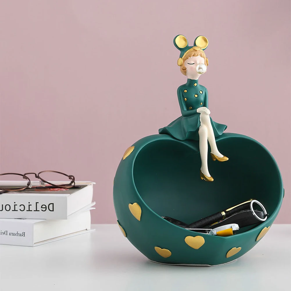 

Скульптура из смолы для хранения ключей с пузырьками для девочек, поделки для входа, фигурка, товары для дома, настольная скульптура для каб...