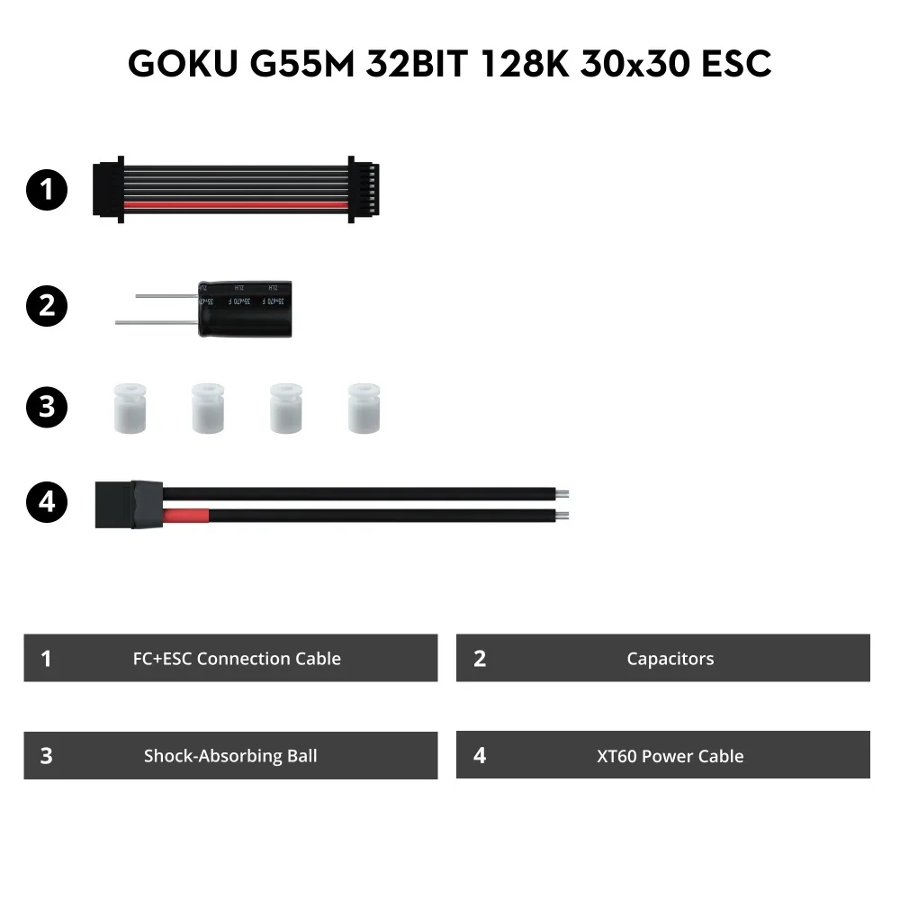 G55M 55A 32-битный ESC 3-6S, Flywoo GOKU AM32 30.5x30.5мм для FPV дронов, BLHeli_S 128K, запчасти для гоночных DIY-проектов (art.: 3920d89ced07d) - 3920d89ced07d