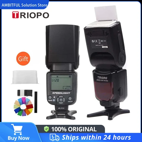 Triopo фотовспышка Speedlite для камеры Fujifilm Olympus Nikon Canon 650D 550D 450D 1100D 60D 7D 5D