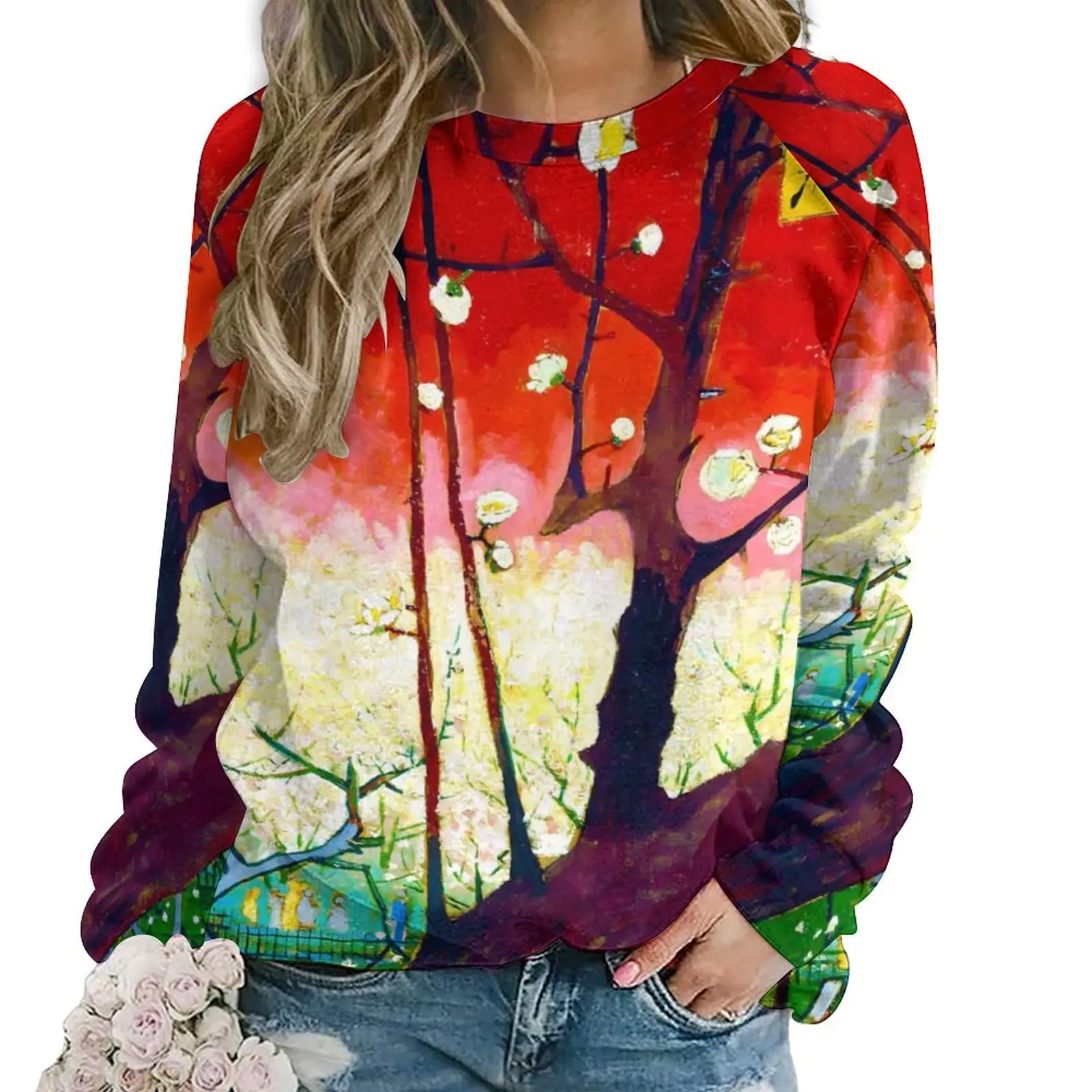 

Van Gogh Hoodies Woman Long Sleeve Flowering Plum Tree Modern Casual Hoodie Cheap Street Style Oversize Custom Sweatshirts