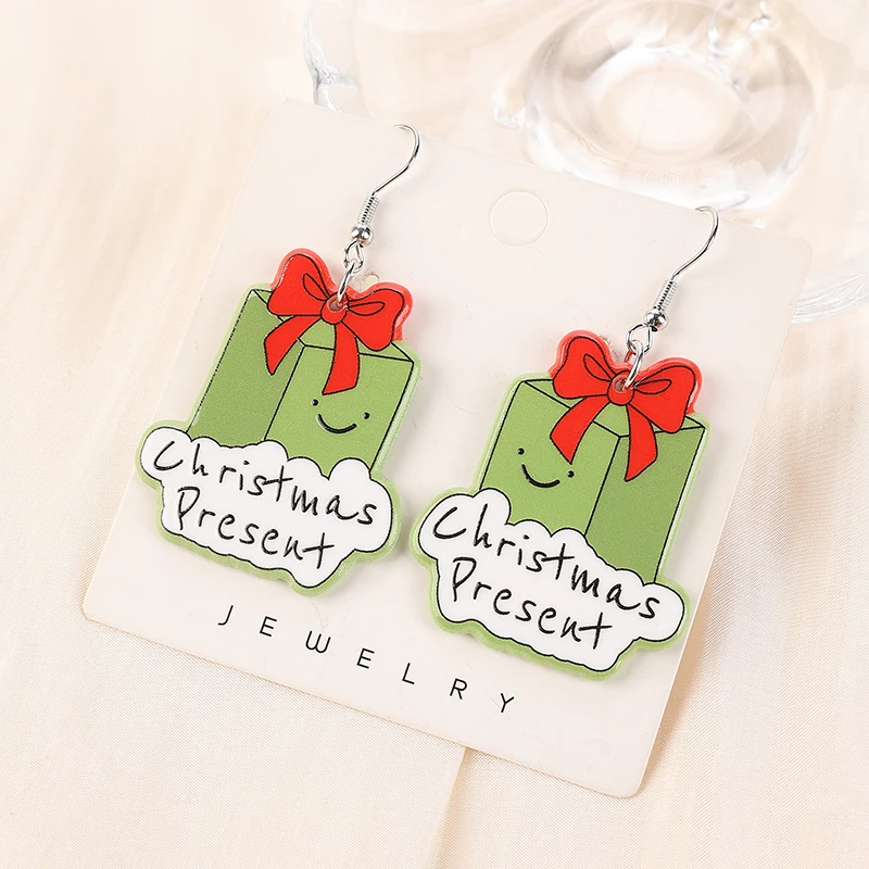 1 пара рождественских серег-капель акриловые милые подарочные коробки