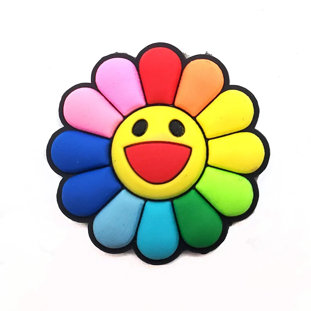 8PCS /Set Shoes Charms Croc Cute Cartoon Sunflower Shoes Decoration Buckle Sandals Accessories Kids Gifts Wholesale