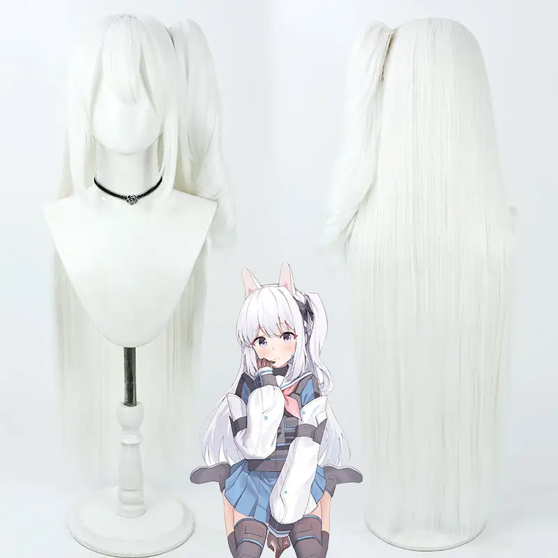 Парик для косплея Tsukiyuki Miyako из игры Синий архив длинные белые синтетические