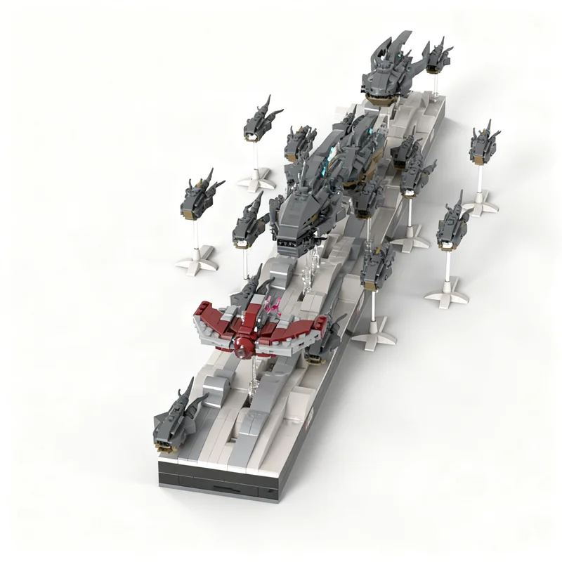 Фото 2077 деталей MOC Star Battle Ultimate Collector Series, микро-диорама, модель космического корабля T-6 Purrgils, входящего в гиперпространство, строительные блоки. №3