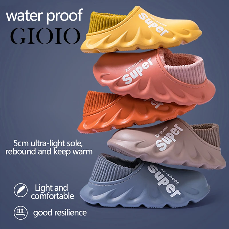 2023 New Winter Slippers Warm Men Shoes Waterproof Women Couples Non-Slip Plush Cotton Indoor Outdoor Kids Home Autumn Children