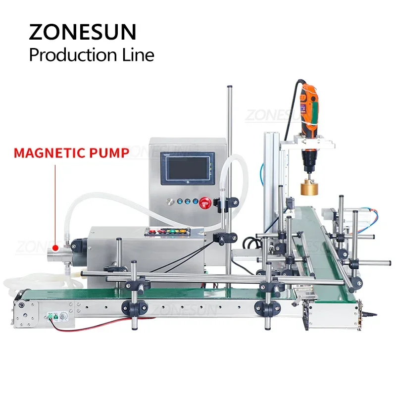 ZONESUN Настольная автоматическая линия для наполнения жидкостью укупорочная