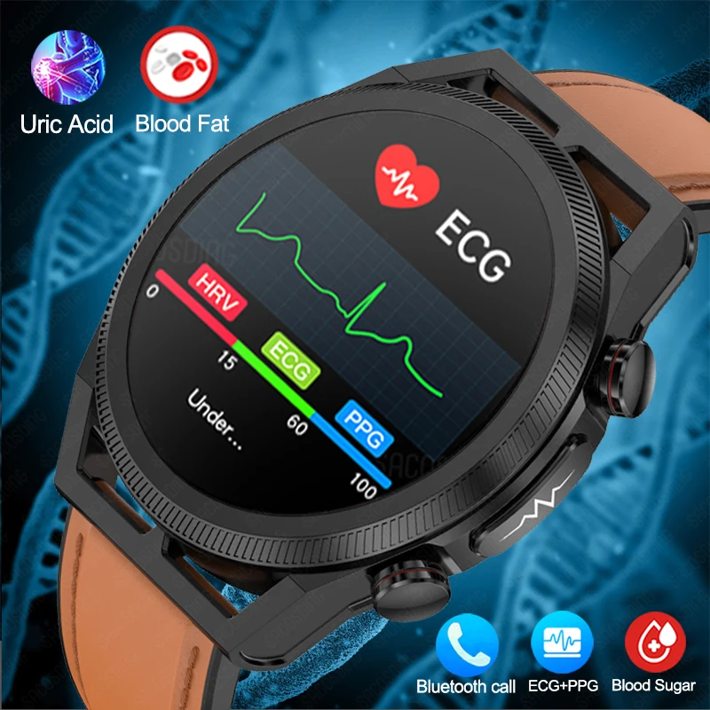 

2023 New ECG+PPG AI Medical Diagnosis Uric Acid Blood Glucose Smart Watch Men Blood Lipid Blood Oxygen Blood Pressure Smartwatch