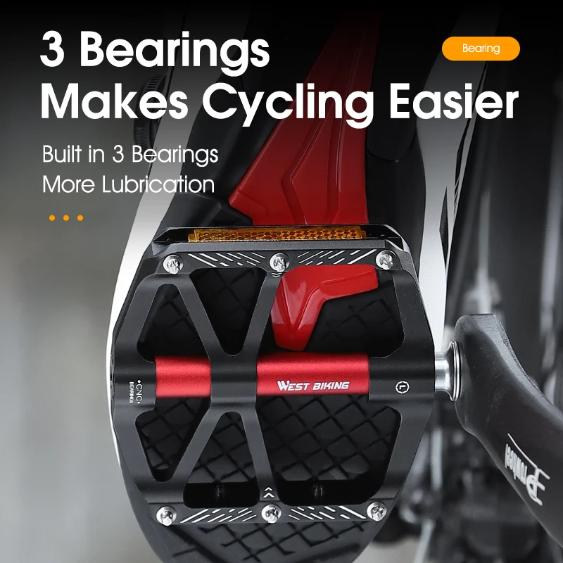 WEST BIKING велосипедные педали с 3 подшипниками 5 цветов ультралегкие из алюминиевого