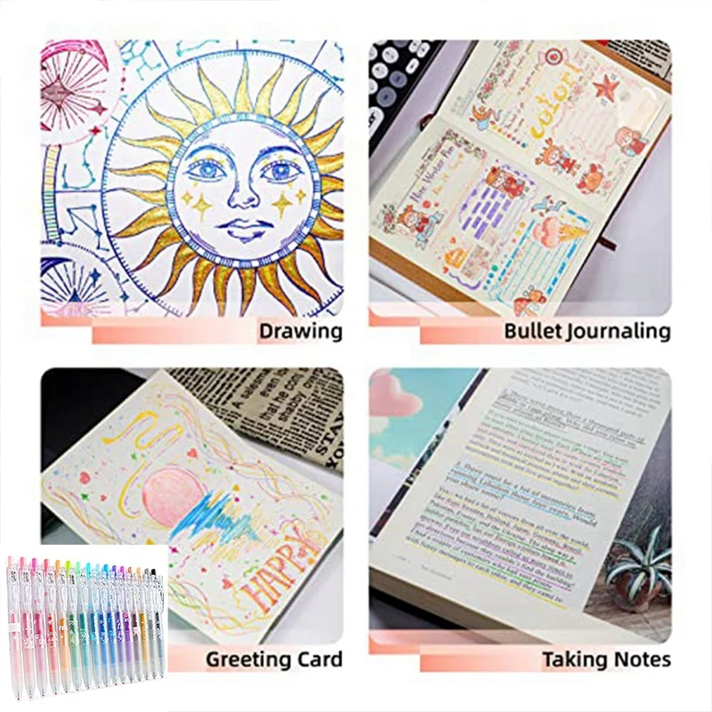 Ручка гелевая с блестками 16 цветов 0 7 мм