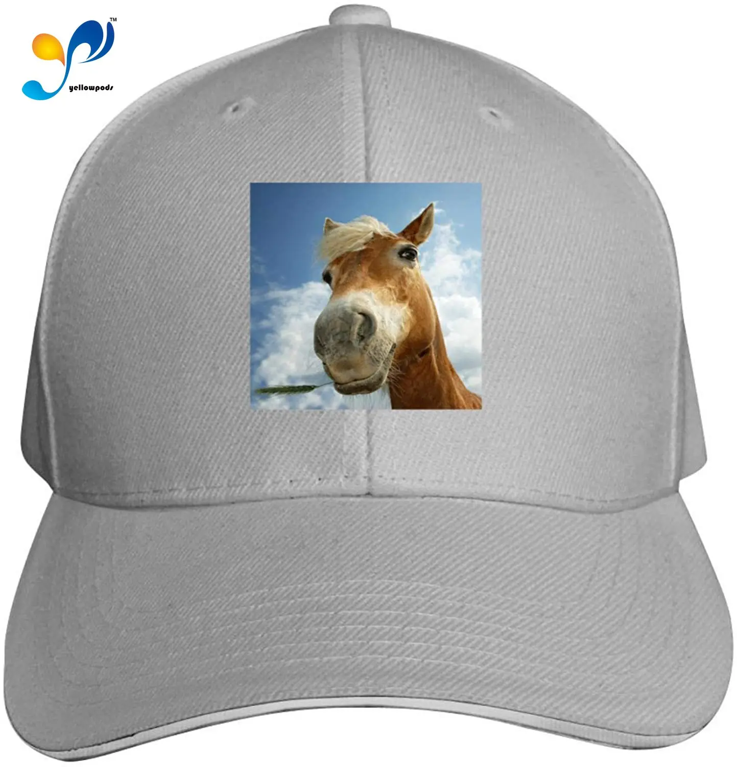 

Funny Plain Hat Cute 3D Horse Face Classic Arc Dome Sandwich Strapback Cap