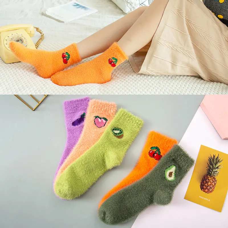 

Носки женские средние из искусственной норки и кашемира, Осень-зима