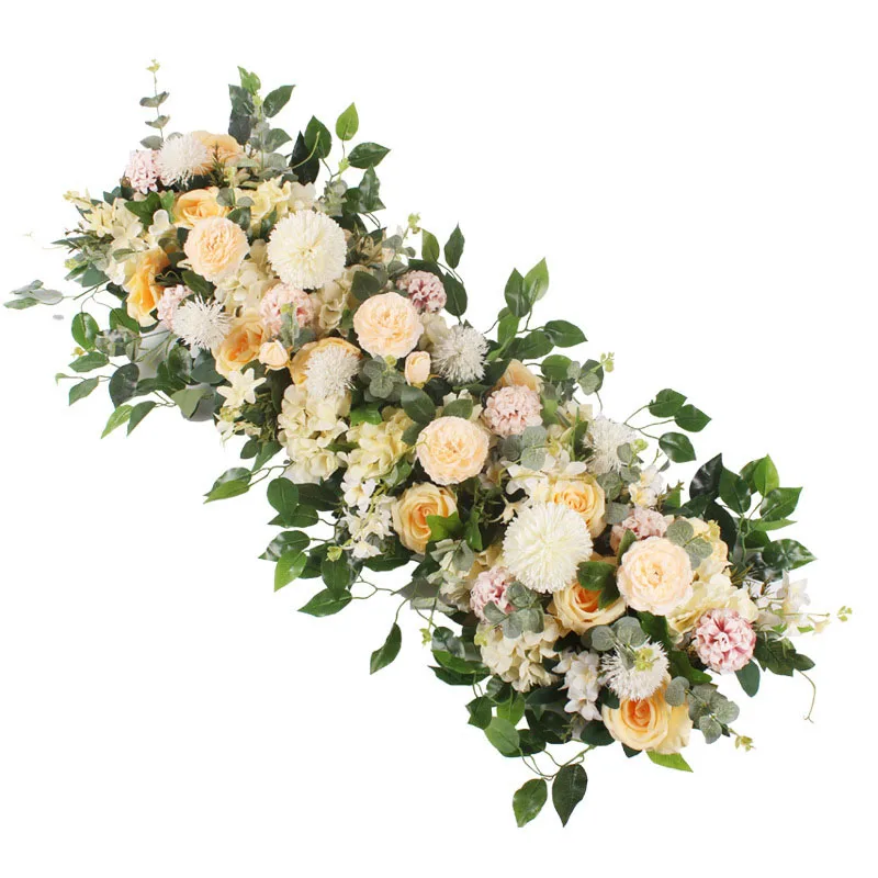 

50/100CM DIY Wedding Flower Wall Arrangement Supplies Silk Peonies Rose Artificial Flower Row Decor Wedding Iron Arch Backdrop