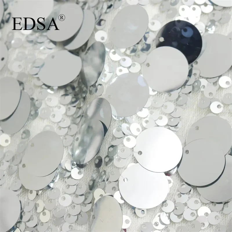 Мини-юбка EDSA женская с блестками модная винтажная шикарная Серебристая юбка на