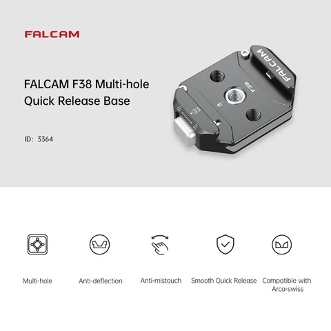 FALCAM F38 Быстросъемная база с несколькими отверстиями Быстросъемная система База с резьбой 1/4" и 3/8" для штатива-монопода-стабилизатора