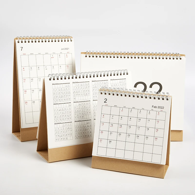 

1pc 2022 Simple Desktop Calendar English Coil Daily Monthly Planner Schedule Yearly Agenda Organizer Home Office