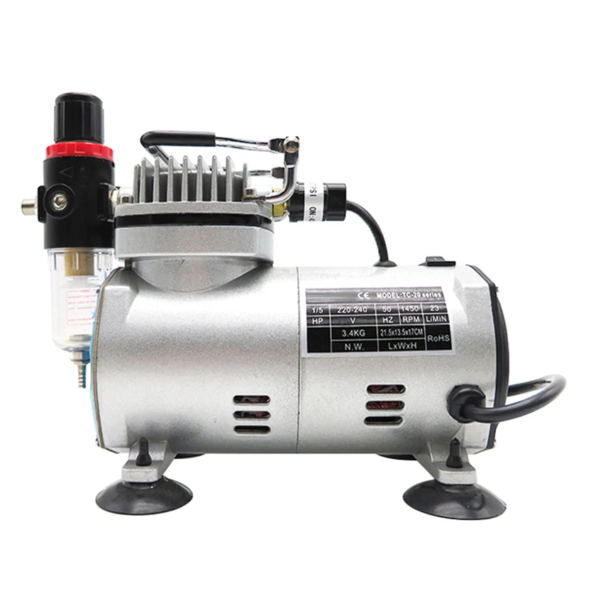 18B Airbrush Air Pump Airbrush Air Compressor Kit Hobby Paint Spray Set Manicure Cake Spray Gun 220V 110W 23-25L/MIN 1450rpm