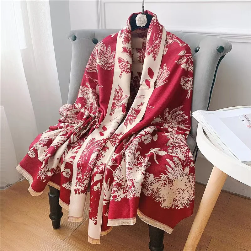 

2022 New Design Winter Cashmere Scarf Women Houndstooth Shawl Wrap Warm Bandana Thick Blanket Female Echarpe Pashmina Foulard