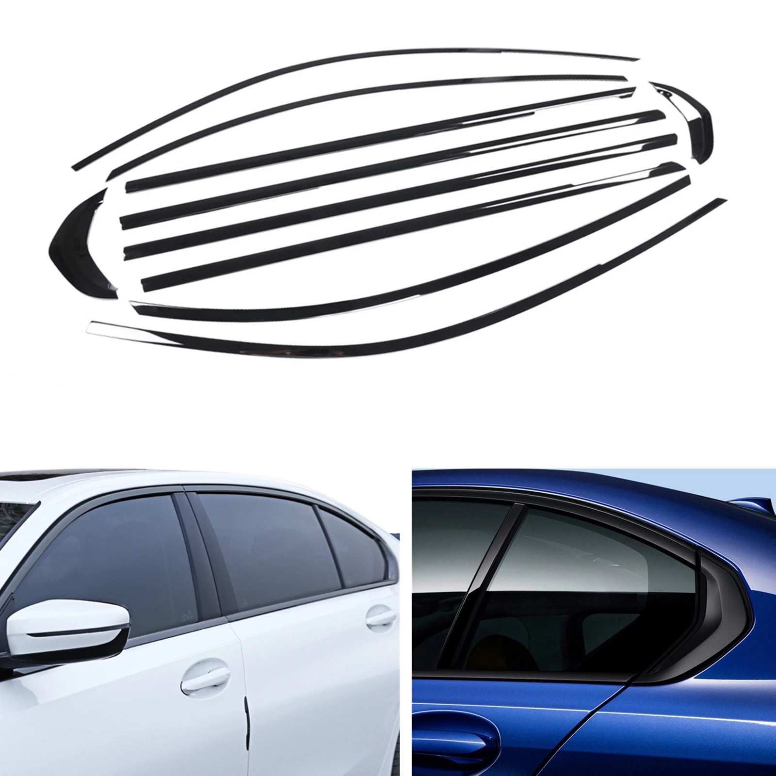 

For BMW 3 Series G20 2019-2020 Titanium Black Stainless Steel Car Exterior Window Trim Cover Seal Strip Decorative Weatherstrip