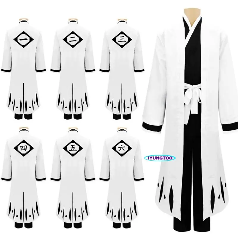 

Bleach Cosplay Gotei 13 Captain Uniform Suits Kuchiki Byakuya Squad Robe Hitsugaya Toushirou Zaraki Kenpachi Costume