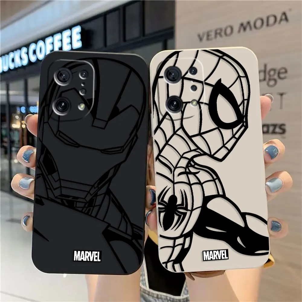 

Case For OPPO FIND X5 X3 X2 REALME 2 4Z 4 6 7 Lite 5Z 5F 7Z 4G 5G PRO Simple Liquid Silicone Case Marvel's Spider-Man Iron Man
