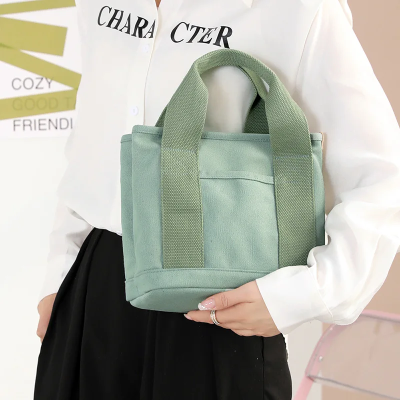 

Small Bag With Zipper This Thousand Layer Bag Small Lady Single Shoulder Portable Thickened Canvas Mobile Phone Bucket Tote Bag