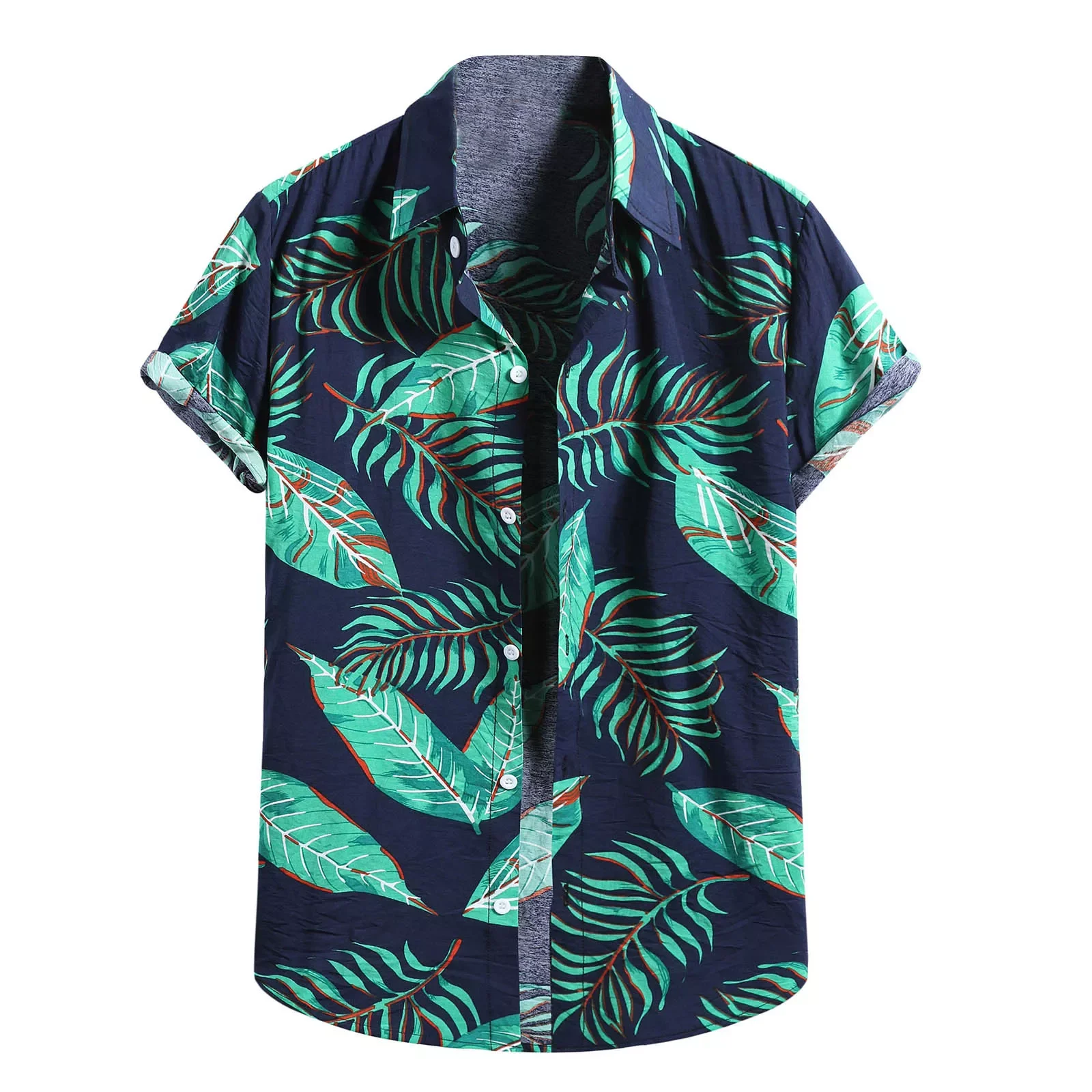 Рубашка мужская с цветочным принтом, модная хлопково-Льняная блузка с короткими рукавами, на пуговицах, пляжный топ, лето 2021
