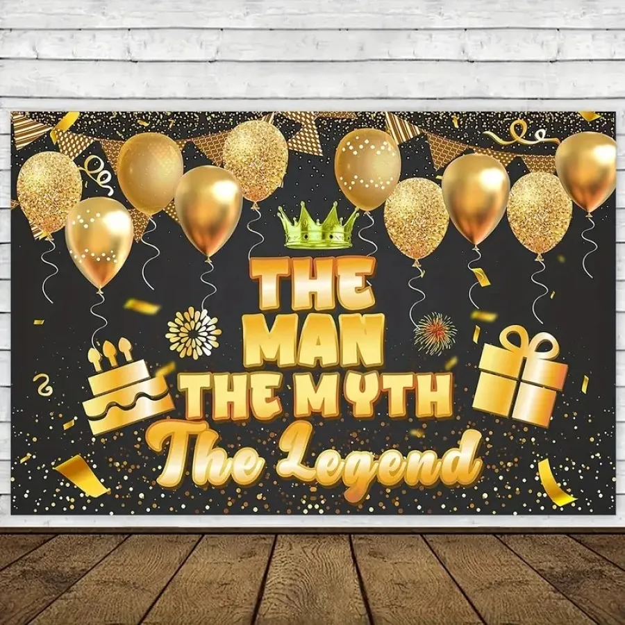 1 Шт. Блестящий Баннер Из Черного Золота Для Мужчин День Рождения Празднование На