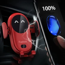 Car Wireless Charger Holder Wireless Charging Stand Charger Auto Infrared Sensor LED Mobile Phone Holder In Car Mount Air Vent