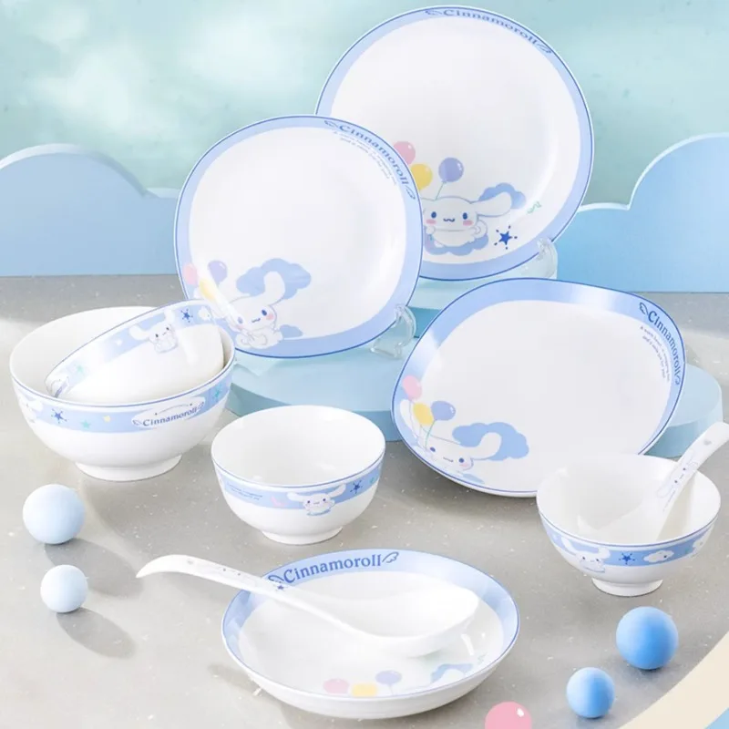 

Керамическая посуда Cinnamoroll Kawaii Sanrio, мультяшная милая девушка, сердца, столовые приборы, столовая посуда, ложка, креативная Новинка