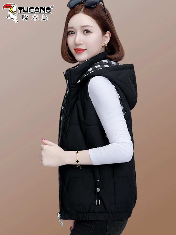 Woodpecker down Cotton-padded Vest Women Autumn and Winter 2024 New Middle-Aged Elderly Mothers Western Sle Fashionable...