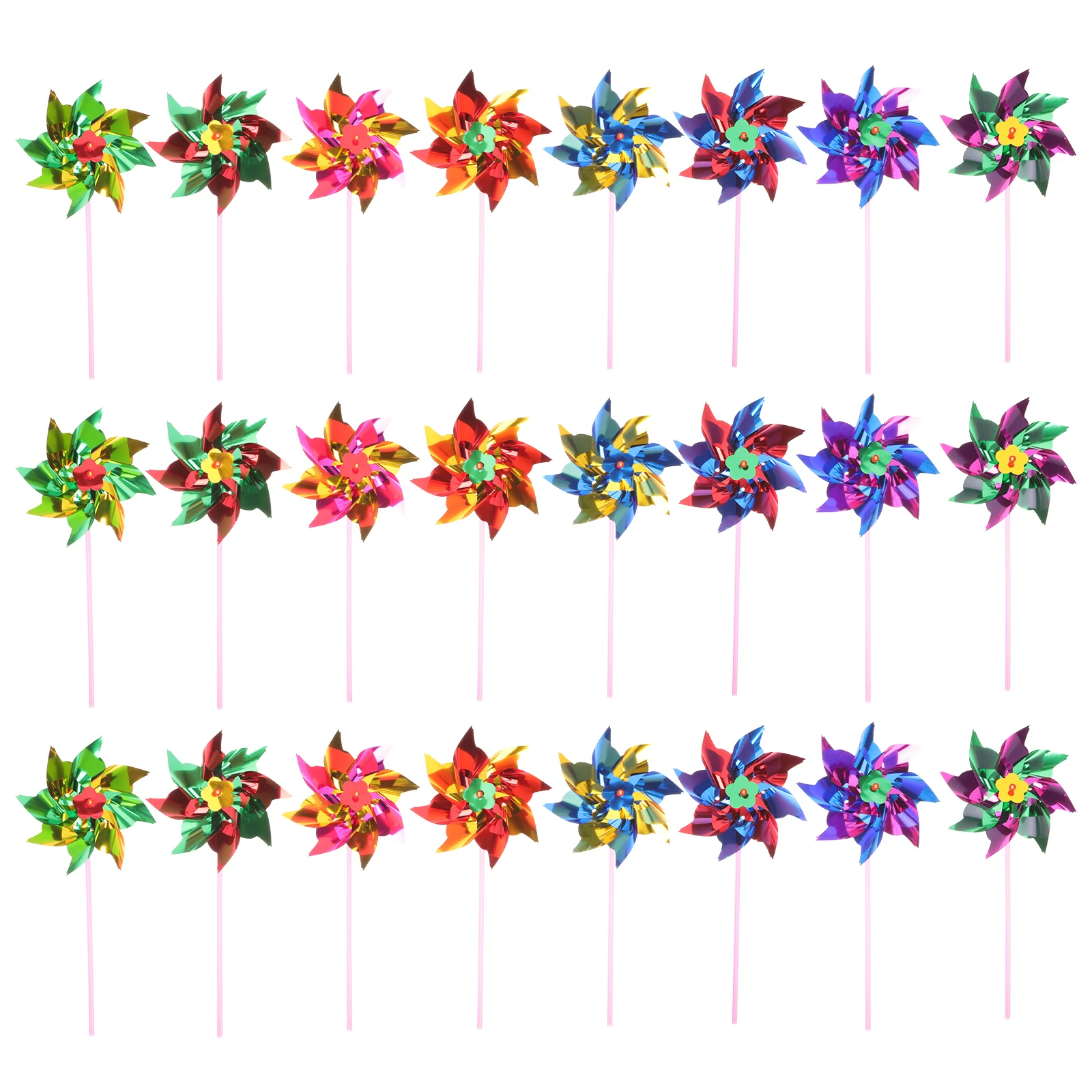 

100Pcs Pinwheels Rainbow Pinwheels Stakes Garden Whirligigs Handheld Pinwheel Pinwheel Stakes Wind Toy Pinwheels Party Favors