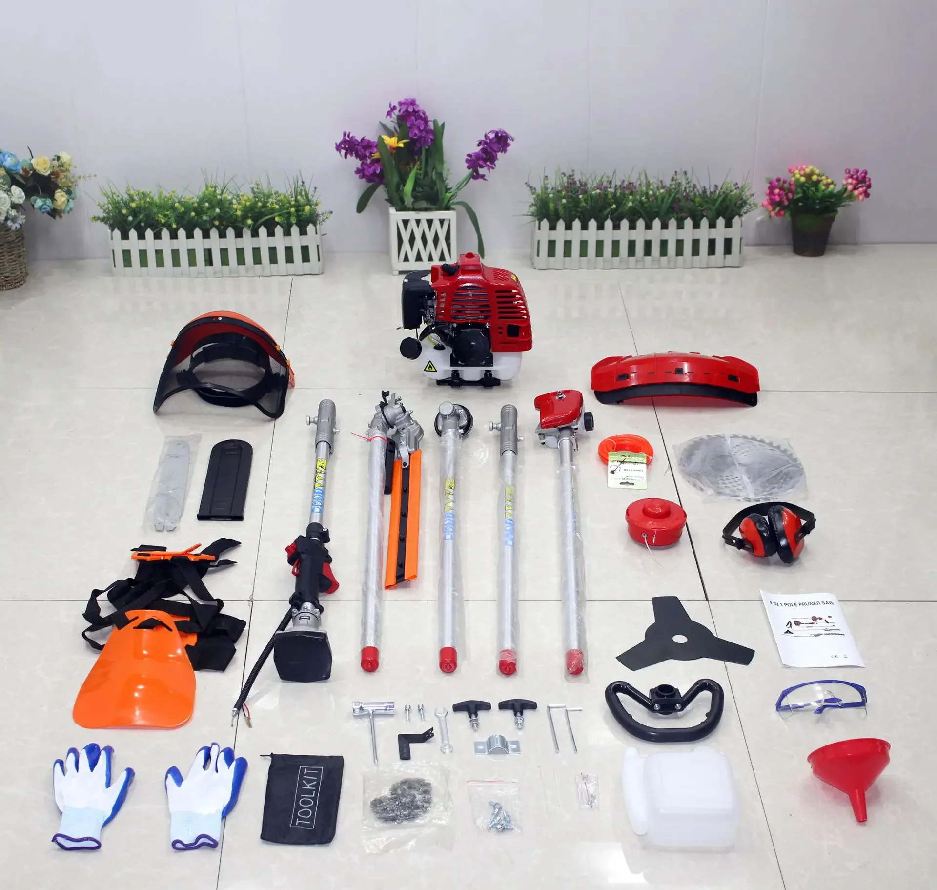 Многофункциональная бензиновая газонокосилка 52CC пила для травы высоких веток