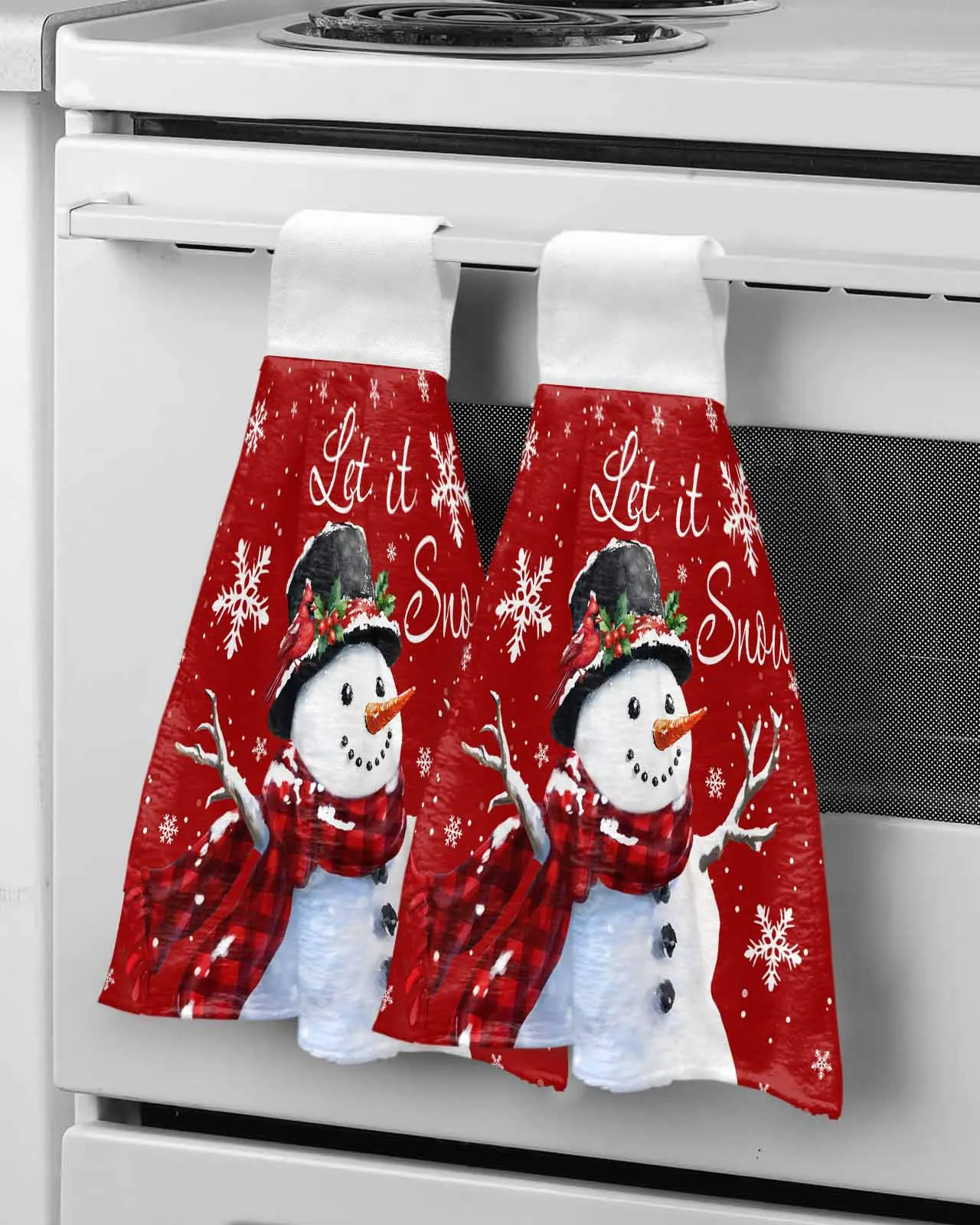 Рождественское зимнее полотенце со снеговиком и ягодами принадлежности для