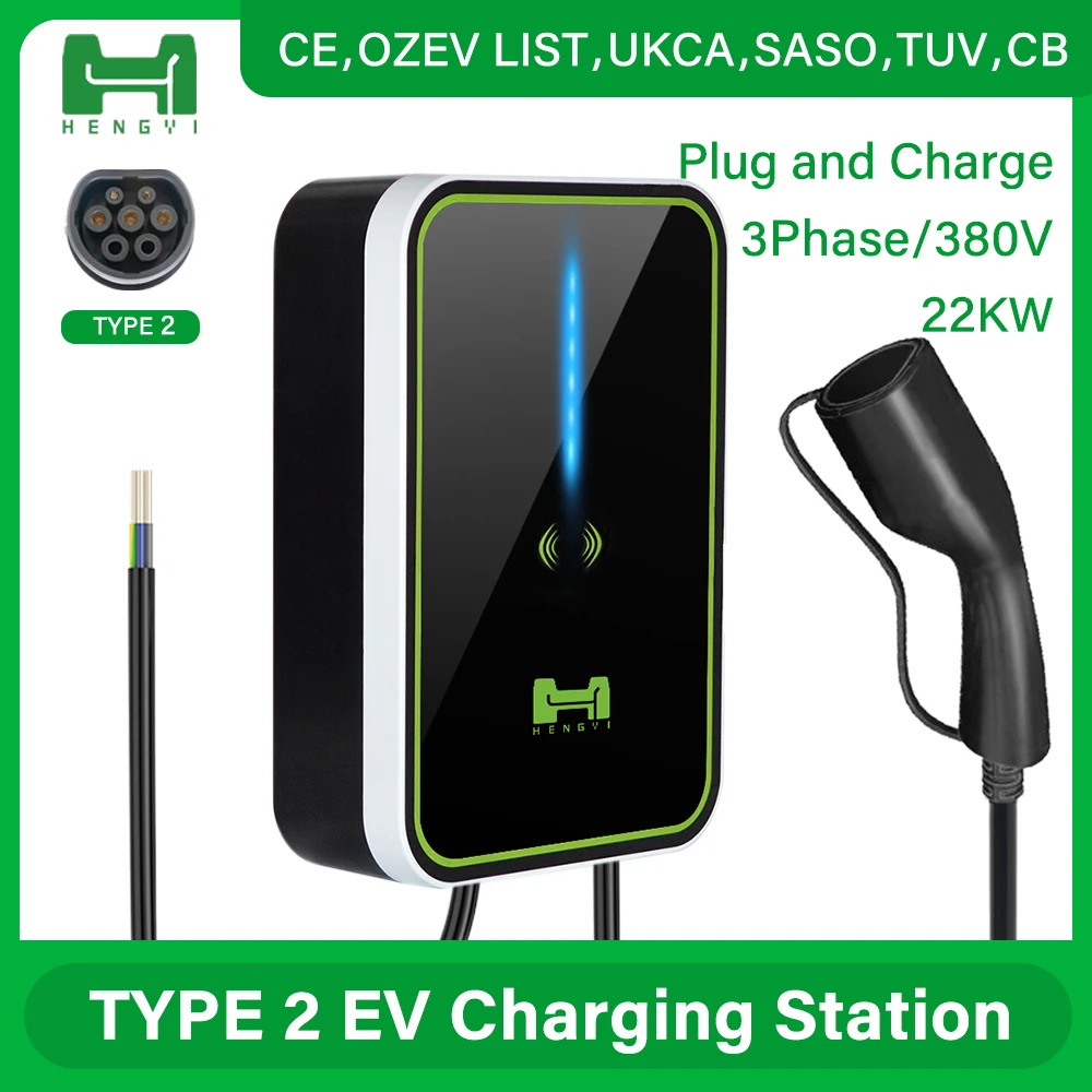 

EV Charger Type 2 32A 22kw 3 Phase EVSE Wallbox Electric Car Charging Station with 5M Cable IEC 62196-2 for Benz for Audi