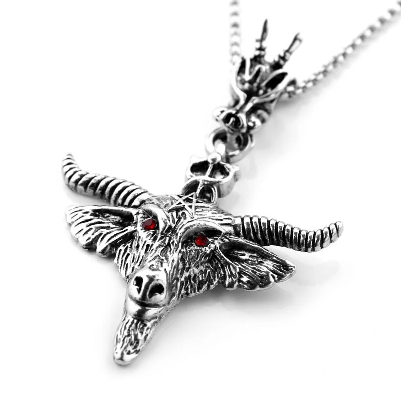 

New Tauren Goat Pan Skull Head Pendant Necklaces Demon Satanism Vintage Star Statement Necklace Jewelry Party Accessories