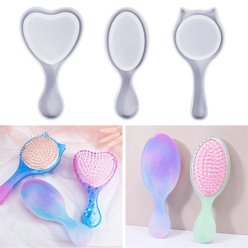 

N1HE 3D Transparent Silicone Comb Mold Epoxy Resin Casting Molds for DIY Hair Brush Jewelry Making Tools Resin Jewelry Molds
