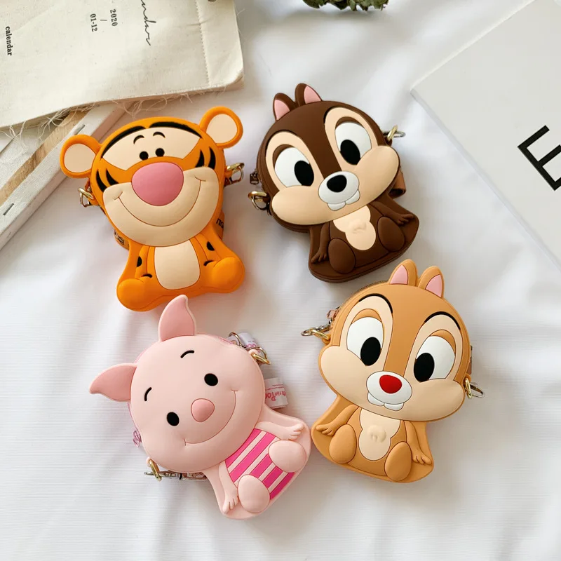 

Disney Winnie the Pooh Kawaii Silicone Coin Purse Cartoon Piglet Anime Tiger Chip Dale Fashion Handbag for Kid Birthday Gift