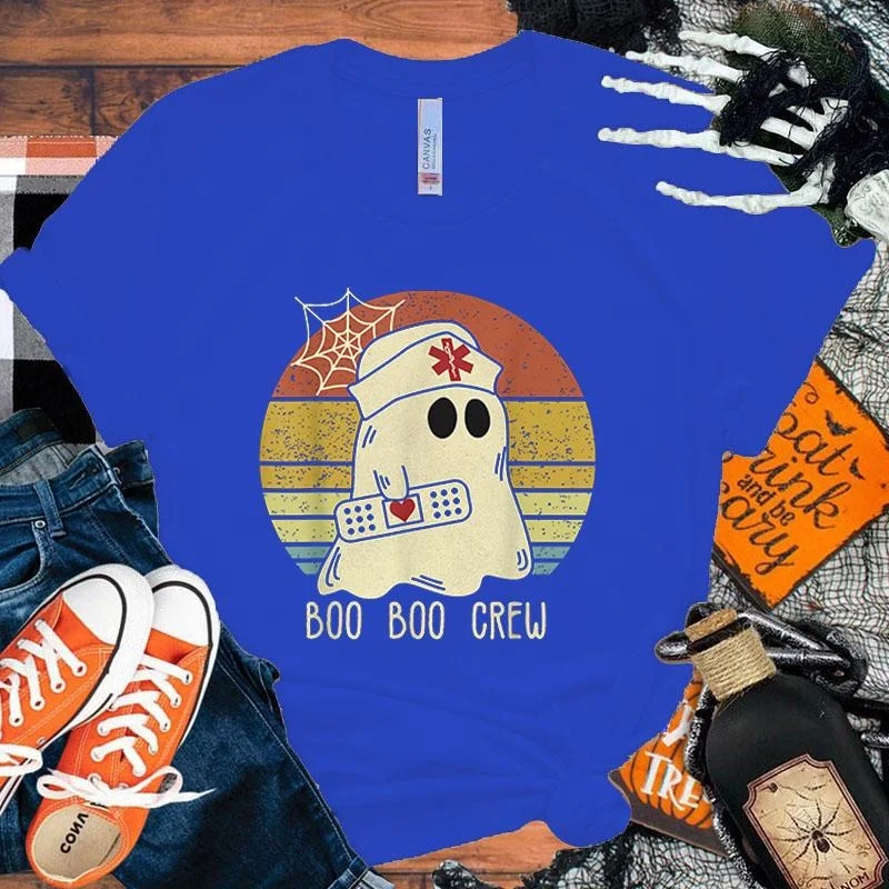 Новинка футболки с надписью на Хэллоуин Медсестра Бу модная женская летняя